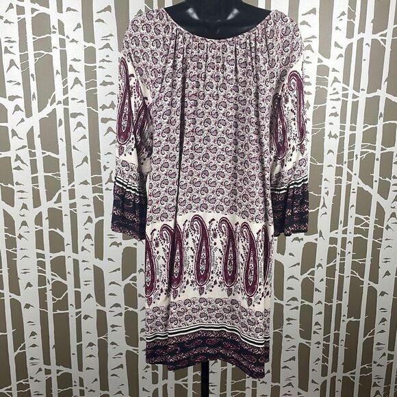 Altar’d State Boho Paisley Print Baby Doll Dress 3/4 Sleeves M - Picture 3 of 11